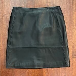 Vintage Uniform Petite John Paul Richard Lamb Leather Black Mini Skirt, Size 4